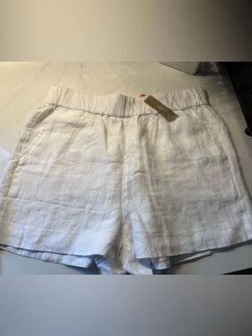 J. Crew White Linen Drawstring Hem Top